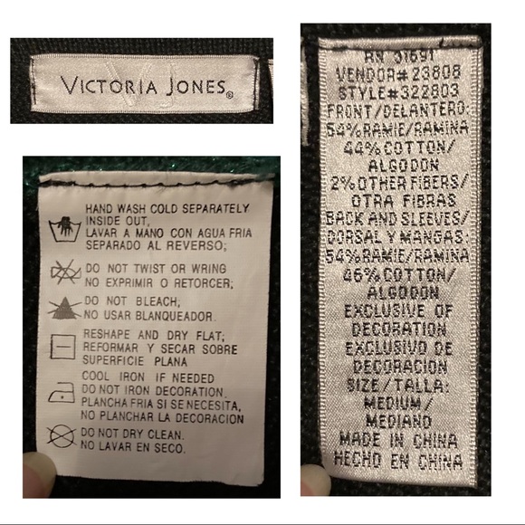 Vintage not-ugly beaded & embroidered zip Christmas cardigan sweater, medium - Picture 9 of 9